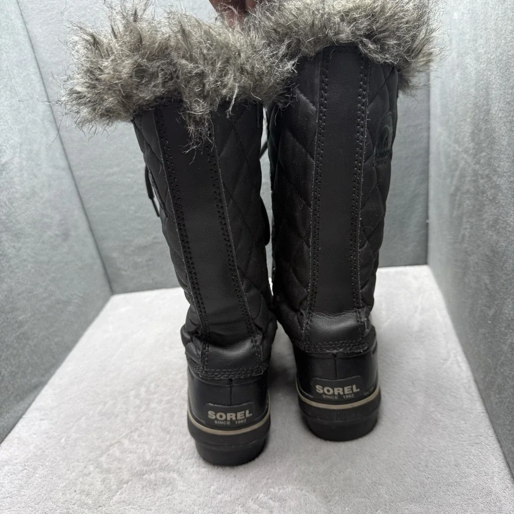 Sorel Tofino II LL1846-011 Black Waterproof Fur Winter Boots Women's Size 6